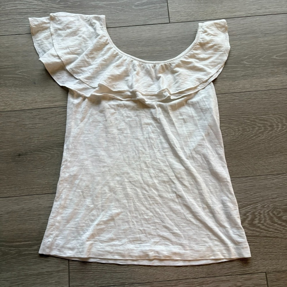 Lilly Pulitzer Womens White Cozy Off The Shoulder Ruffle Blouse Top Size XS